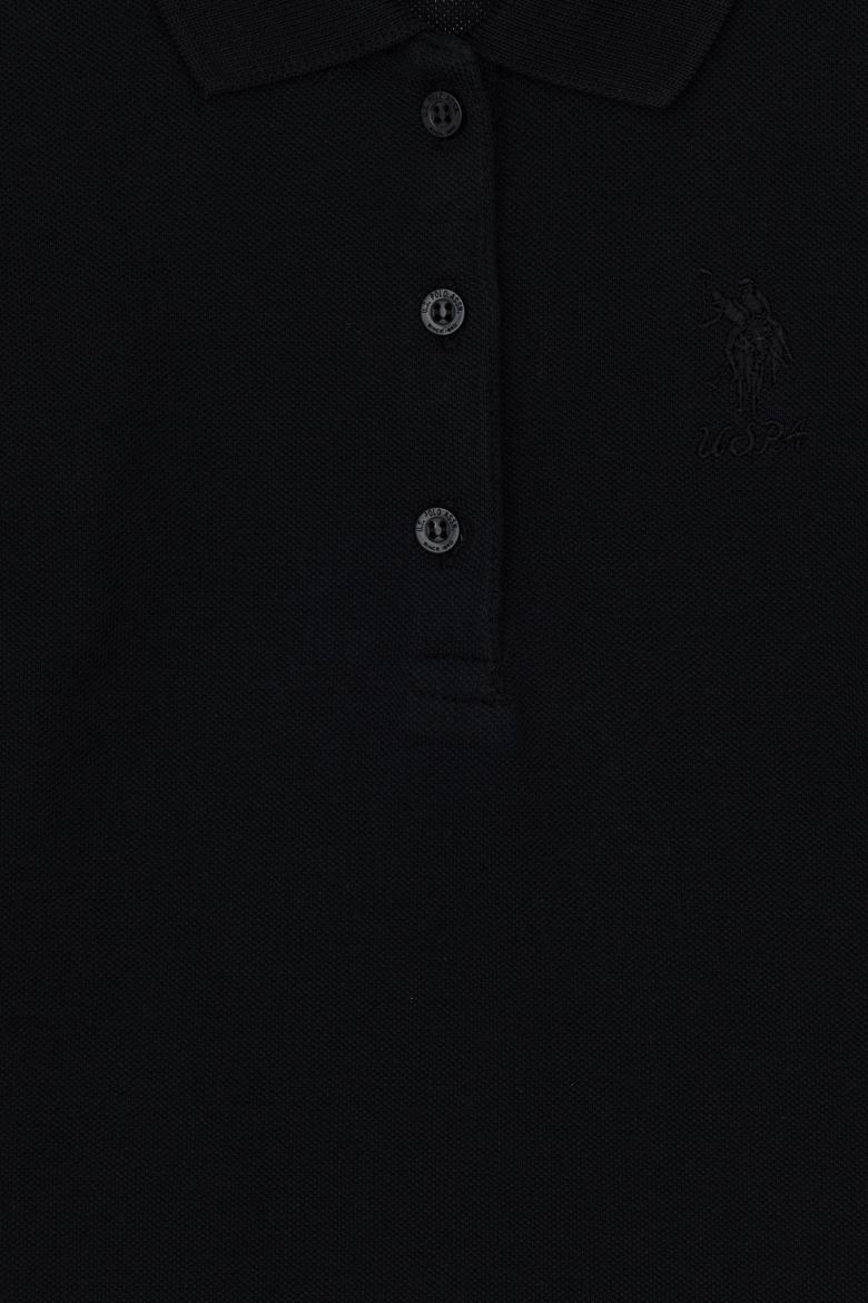 Kız Çocuk Siyah Polo Yaka Basic Sweatshirt - 50316836066