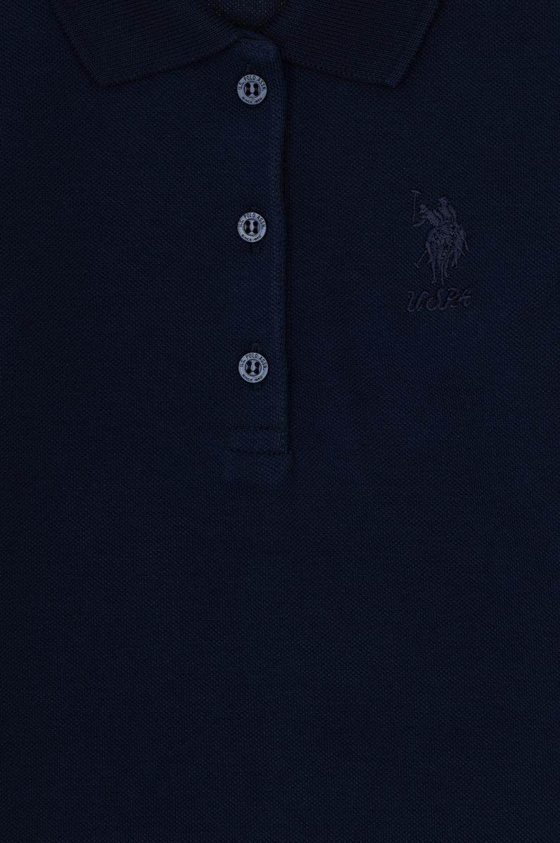 Kız Çocuk Lacivert Polo Yaka Basic Sweatshirt