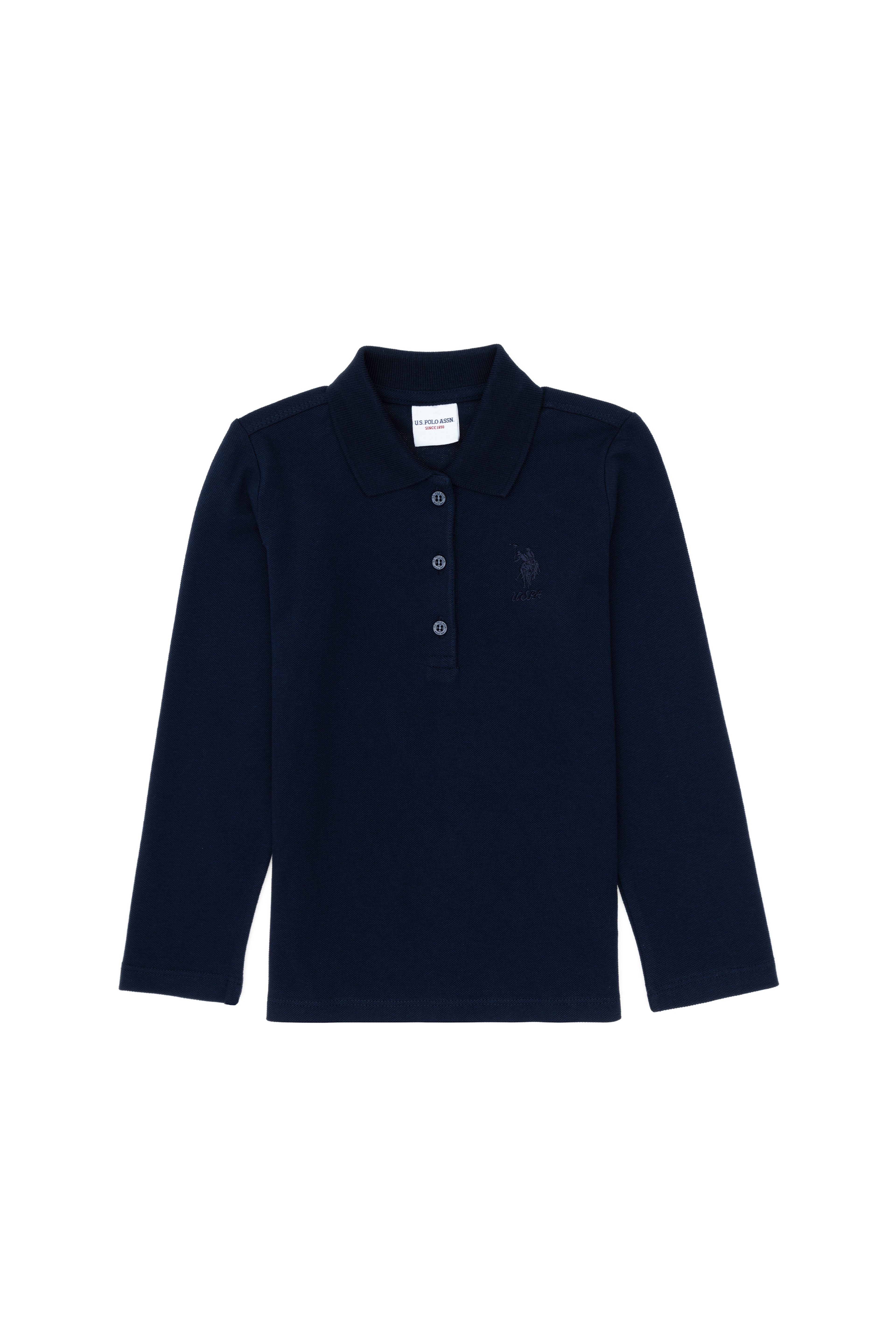 Kız Çocuk Lacivert Polo Yaka Basic Sweatshirt - Image 3