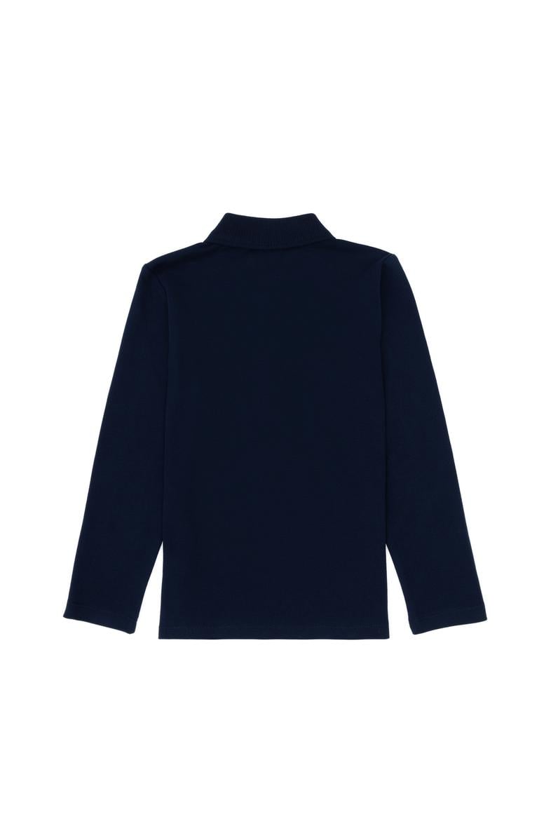 Kız Çocuk Lacivert Polo Yaka Basic Sweatshirt