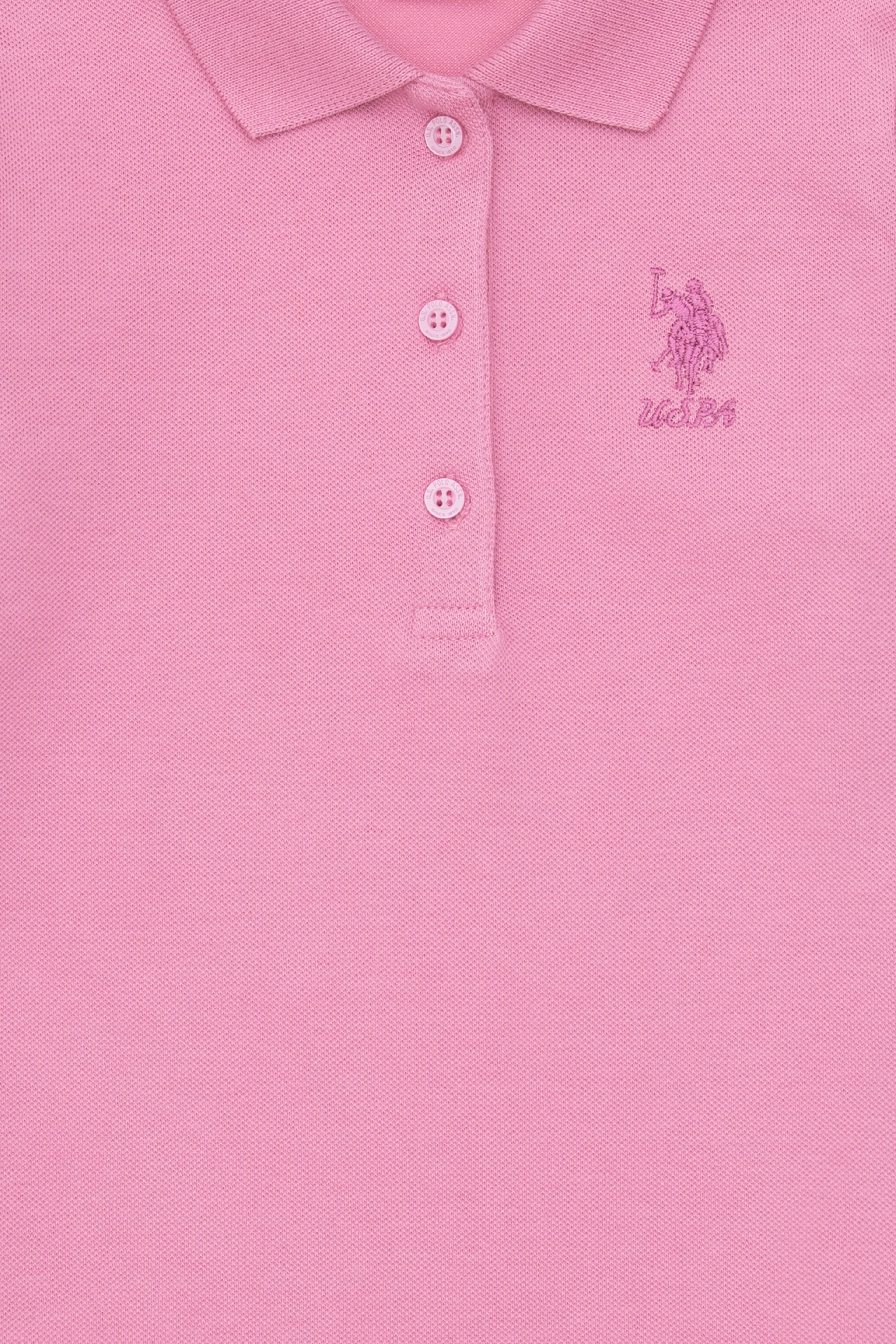 Kız Çocuk Pembe Polo Yaka Basic Sweatshirt - Image 5