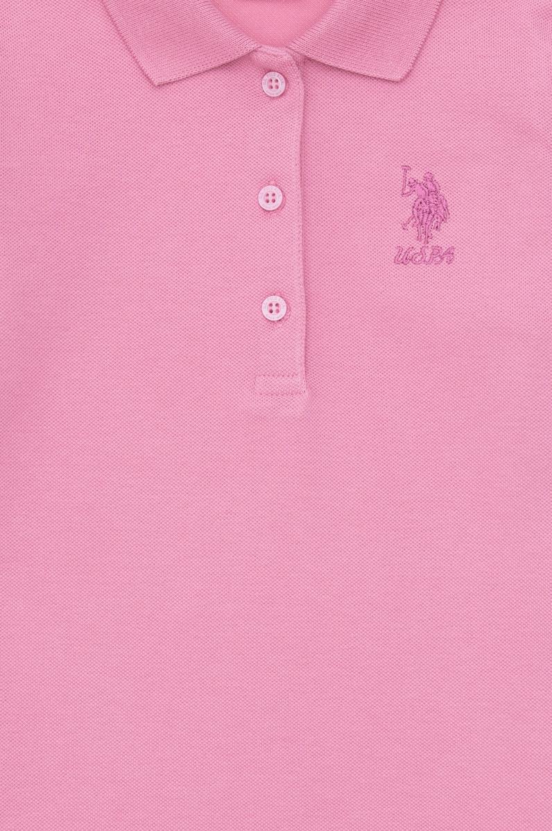 Kız Çocuk Pembe Polo Yaka Basic Sweatshirt