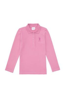 Kız Çocuk Pembe Polo Yaka Basic Sweatshirt - 50316836089