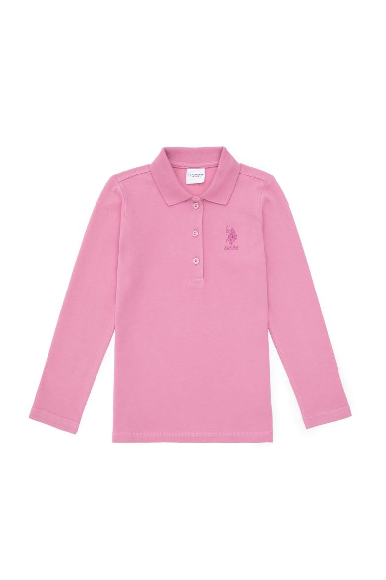 Kız Çocuk Pembe Polo Yaka Basic Sweatshirt - 50316836089