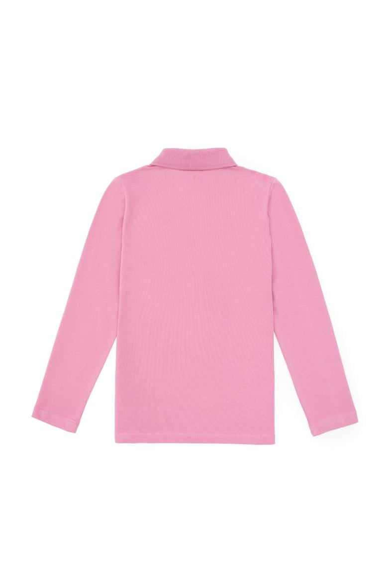 Kız Çocuk Pembe Polo Yaka Basic Sweatshirt - 50316836089
