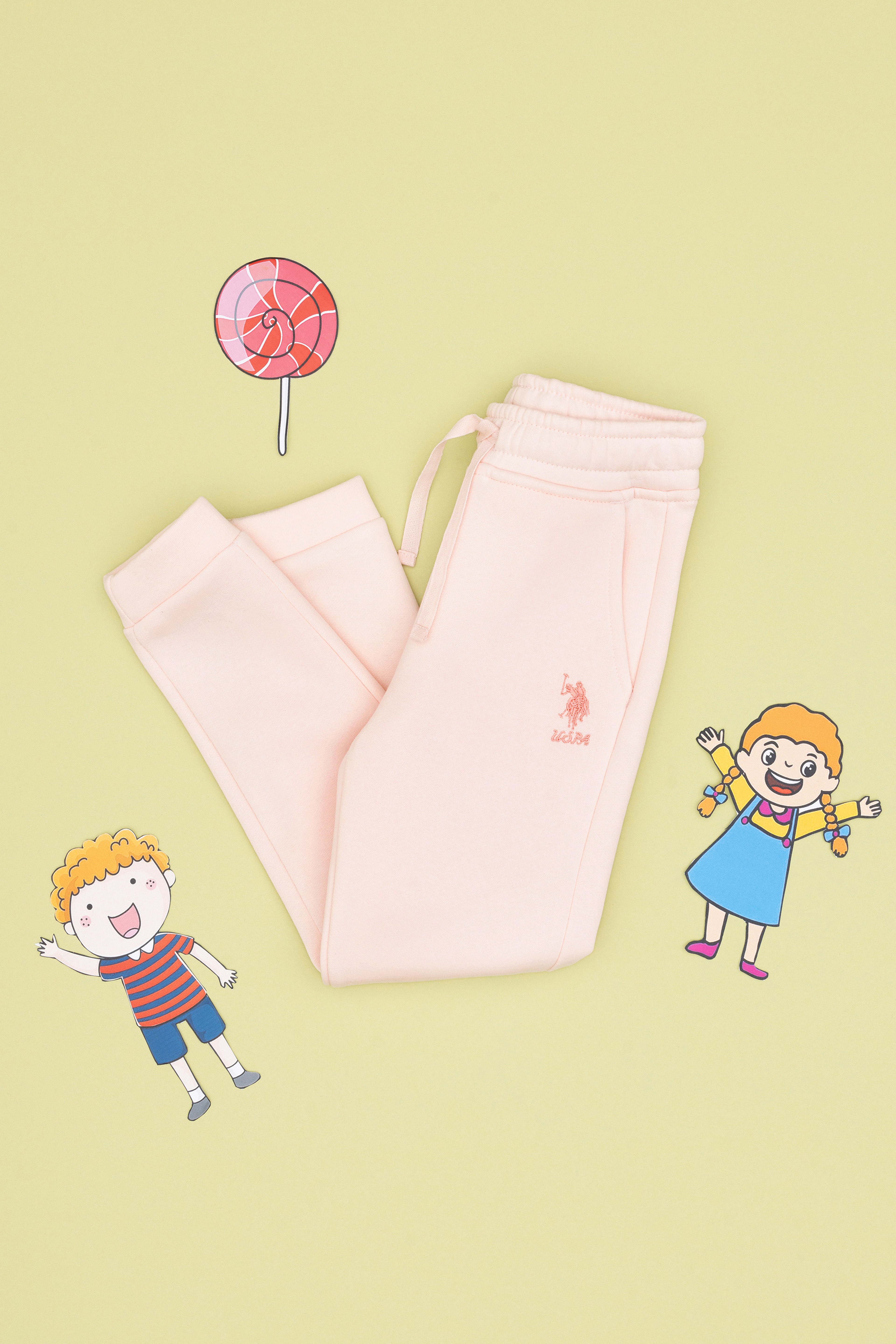 Kız Çocuk Açık Pembe Şardonlu Jogger Eşofman Altı