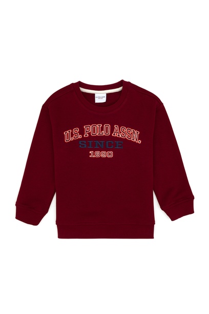 Erkek Çocuk Bordo Bisiklet Yaka Sweatshirt