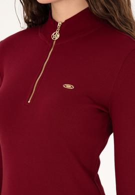 Kadın Bordo Fermuarlı Dik Yaka Sweatshirt - 50313564029