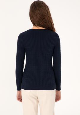 Kadın Lacivert V Yaka Basic Kazak - 50313625004