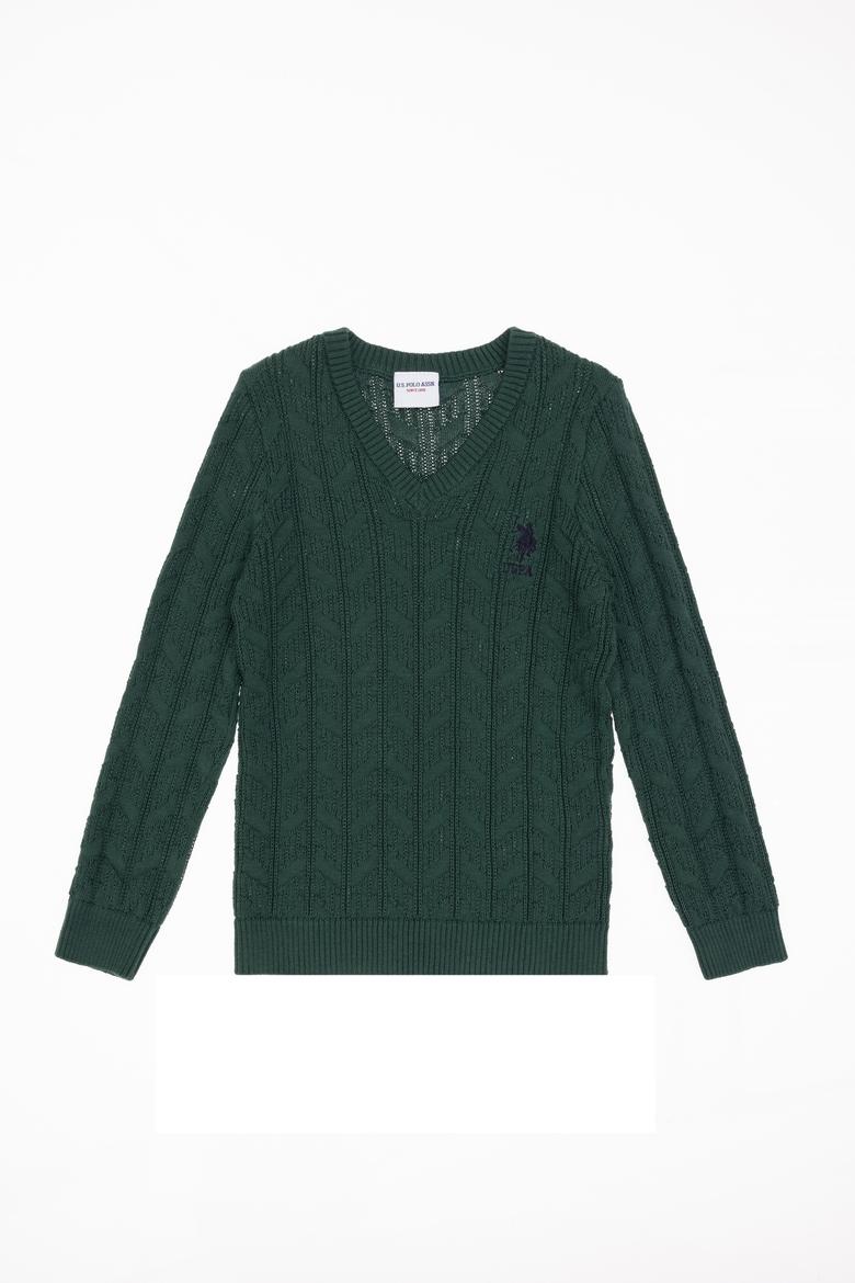 Erkek Çocuk Koyu Yeşil Basic Kazak - 50315639020