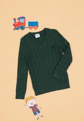 Erkek Çocuk Koyu Yeşil Basic Kazak - 50315639020