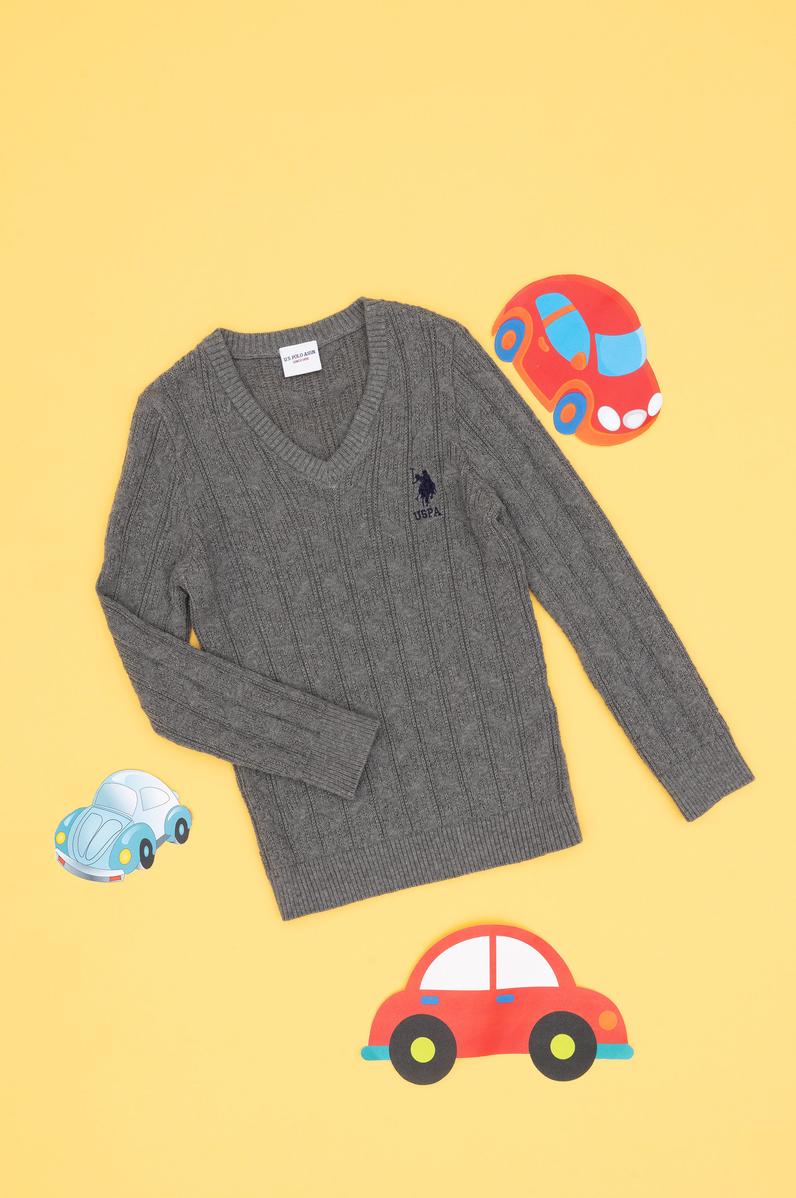 Erkek Çocuk Gri Melanj Basic Kazak