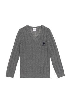 Erkek Çocuk Gri Melanj Basic Kazak - 50315639043