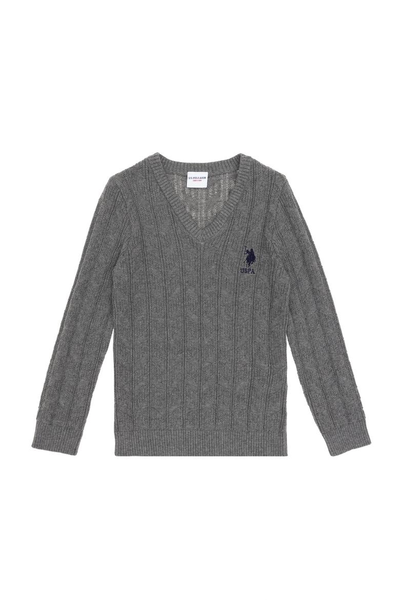 Erkek Çocuk Gri Melanj Basic Kazak - 50315639043