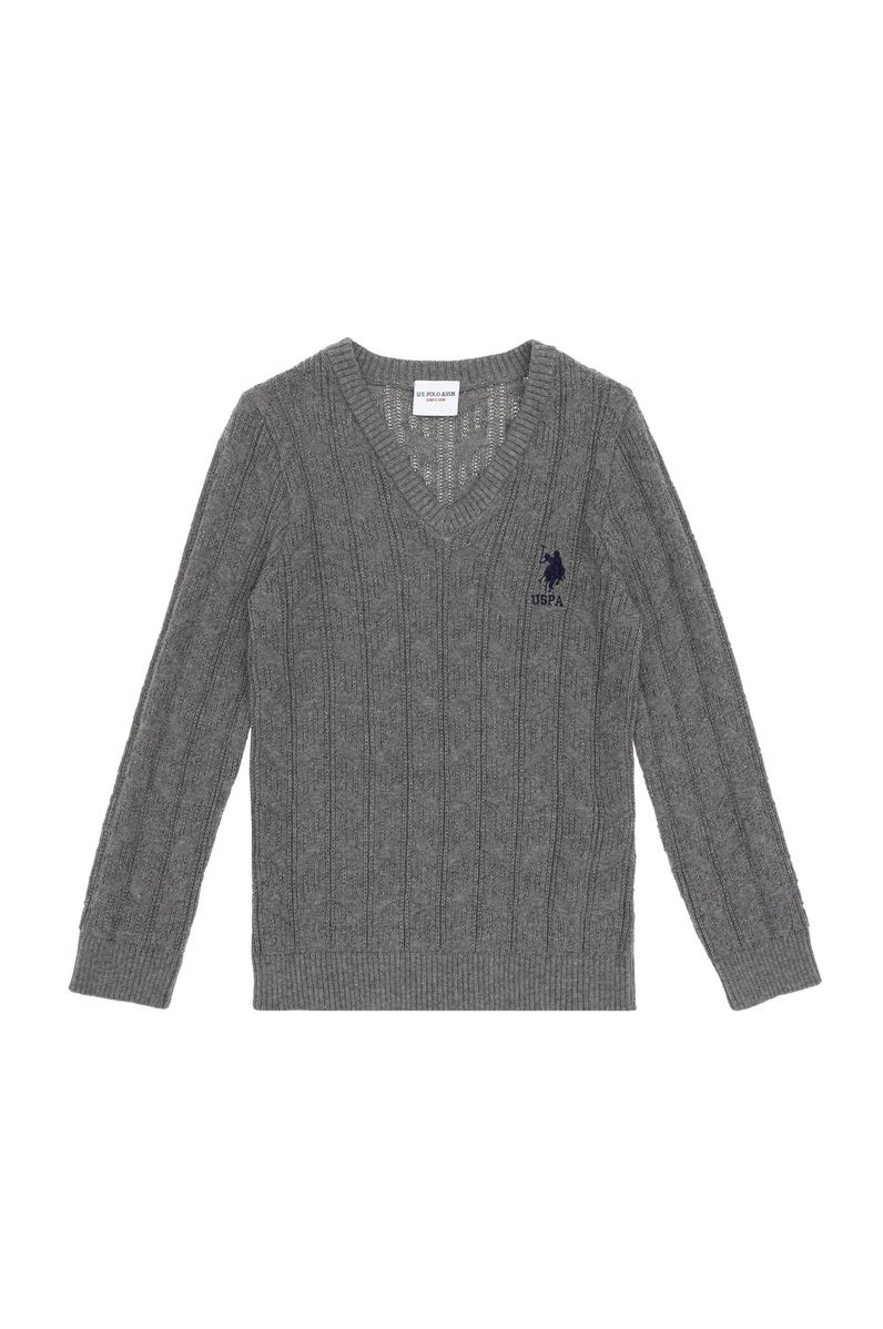 Erkek Çocuk Gri Melanj Basic Kazak