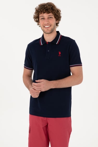 Erkek Regular Fit Polo Yaka Lacivert Basic Tişört
