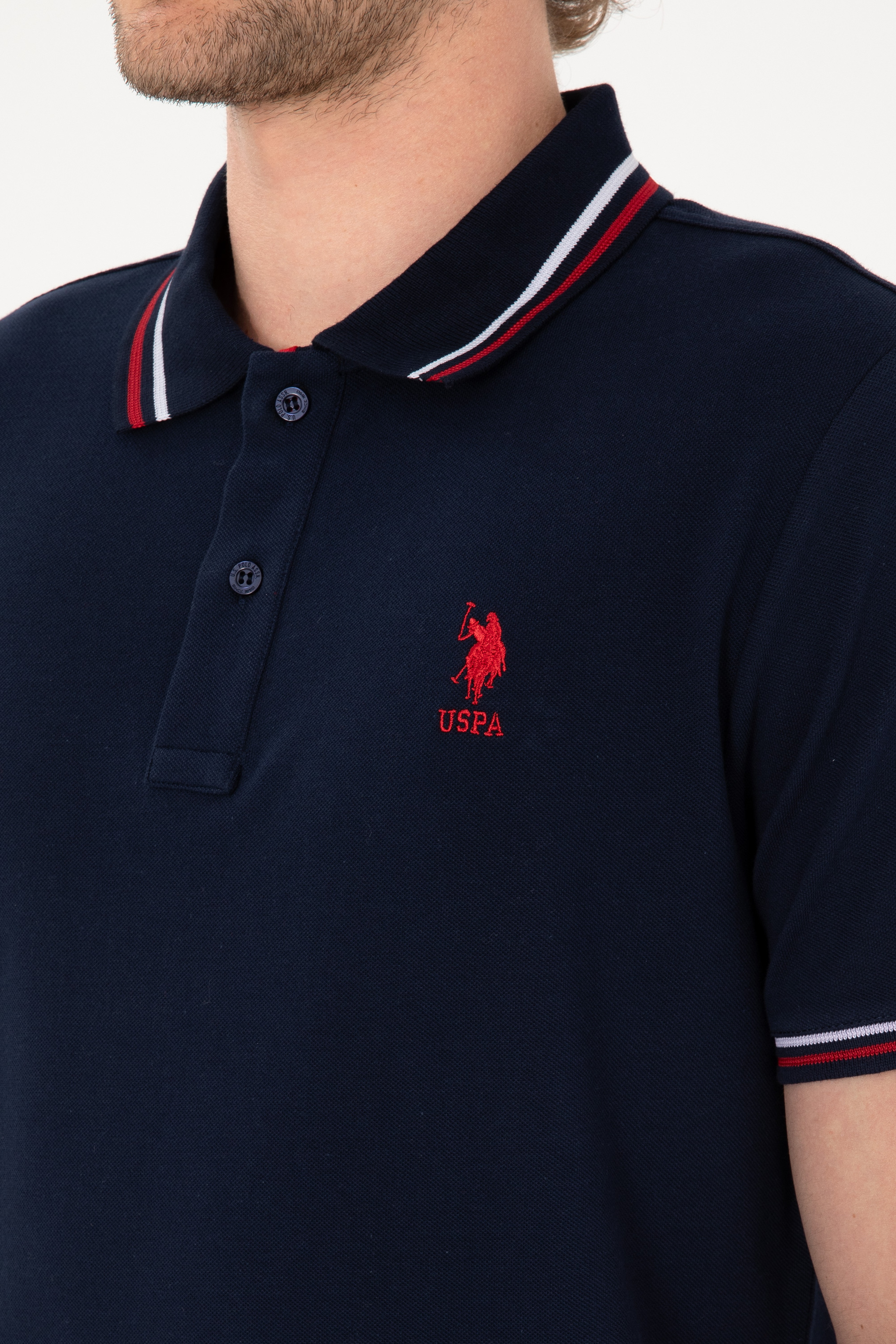 Erkek Regular Fit Polo Yaka Lacivert Basic Tişört
