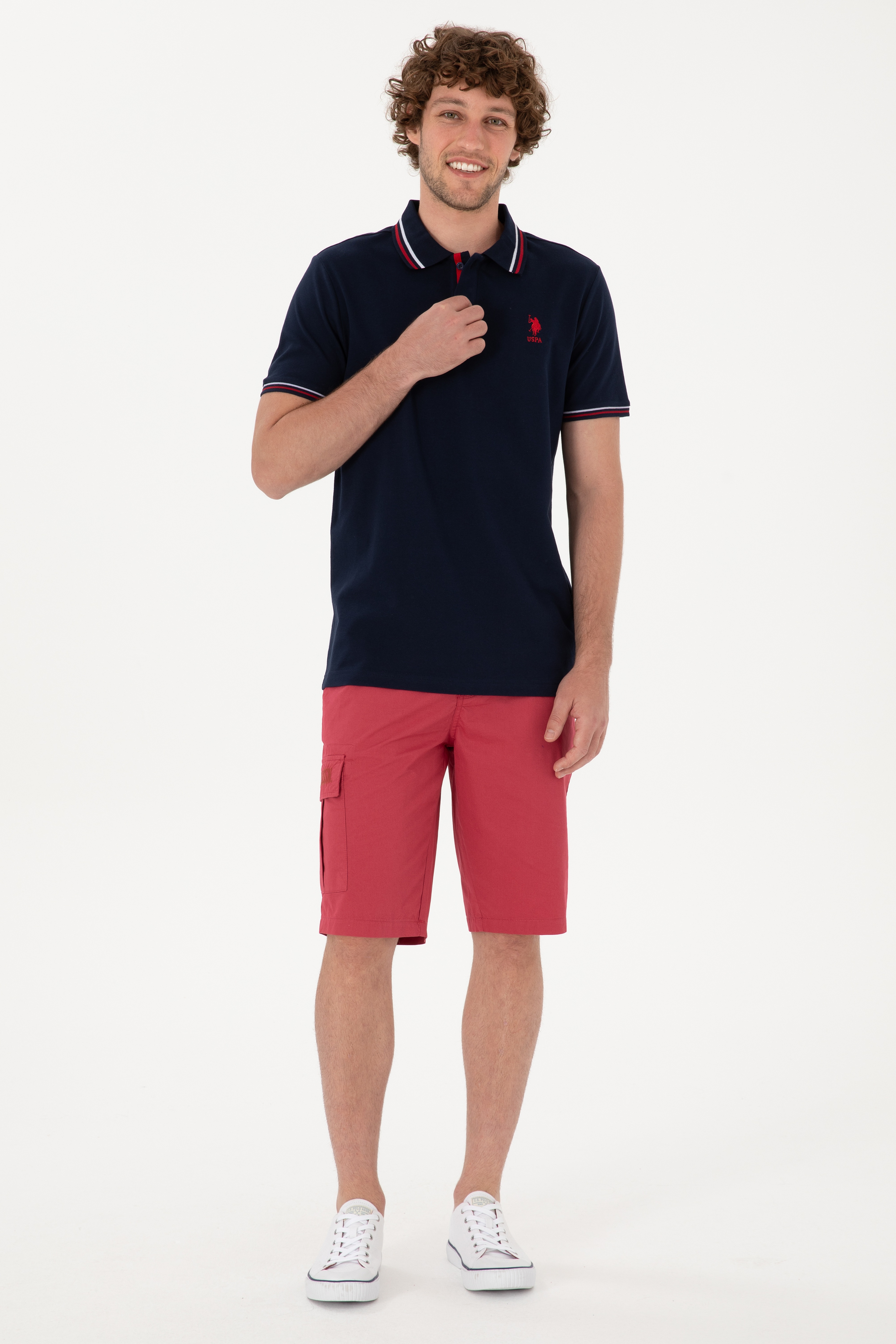 Erkek Regular Fit Polo Yaka Lacivert Basic Tişört
