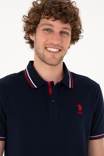 Erkek Regular Fit Polo Yaka Lacivert Basic Tişört