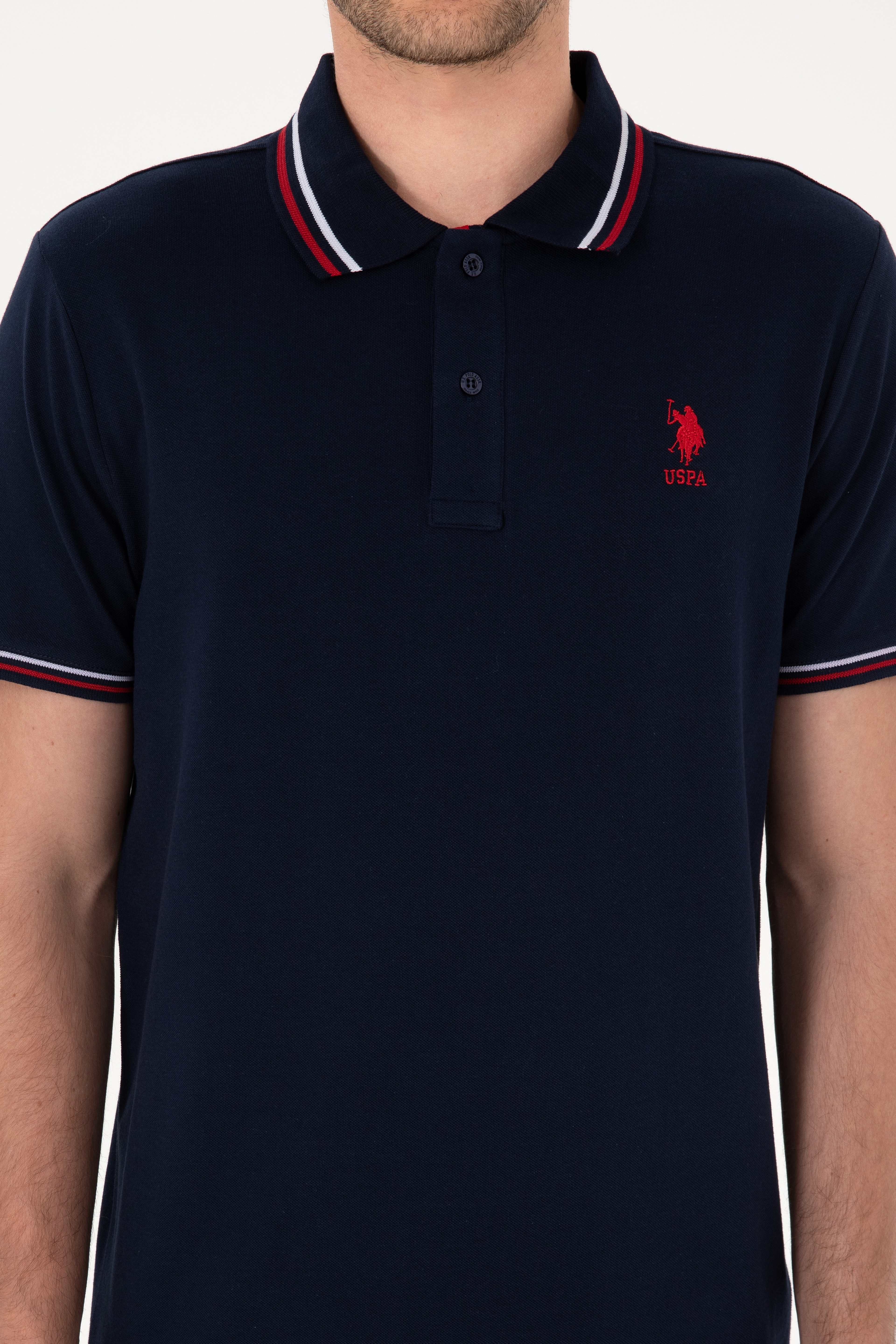 Erkek Regular Fit Polo Yaka Lacivert Basic Tişört - Image 6