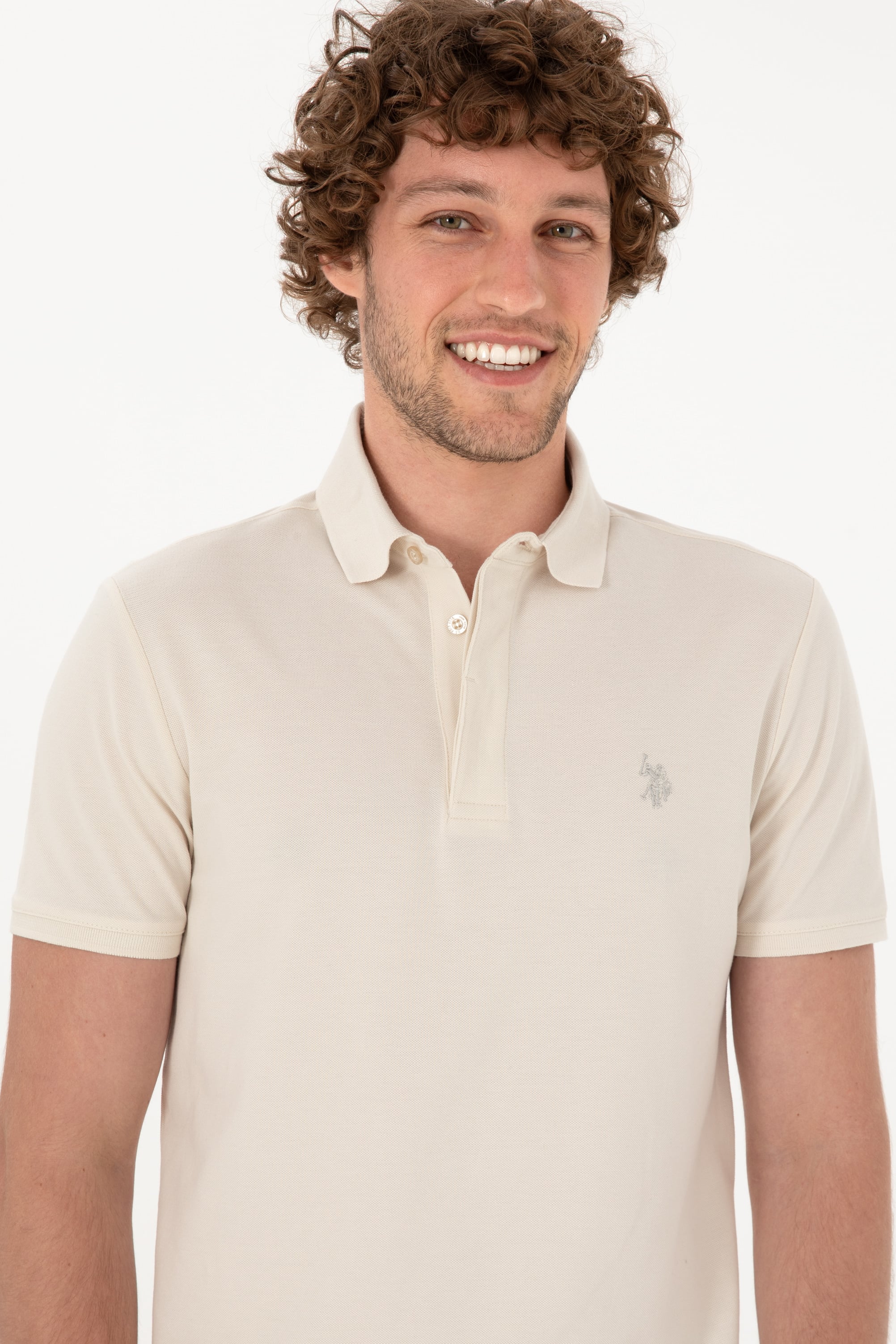 Erkek Slim Fit Polo Yaka Taş Basic Tişört - Image 2