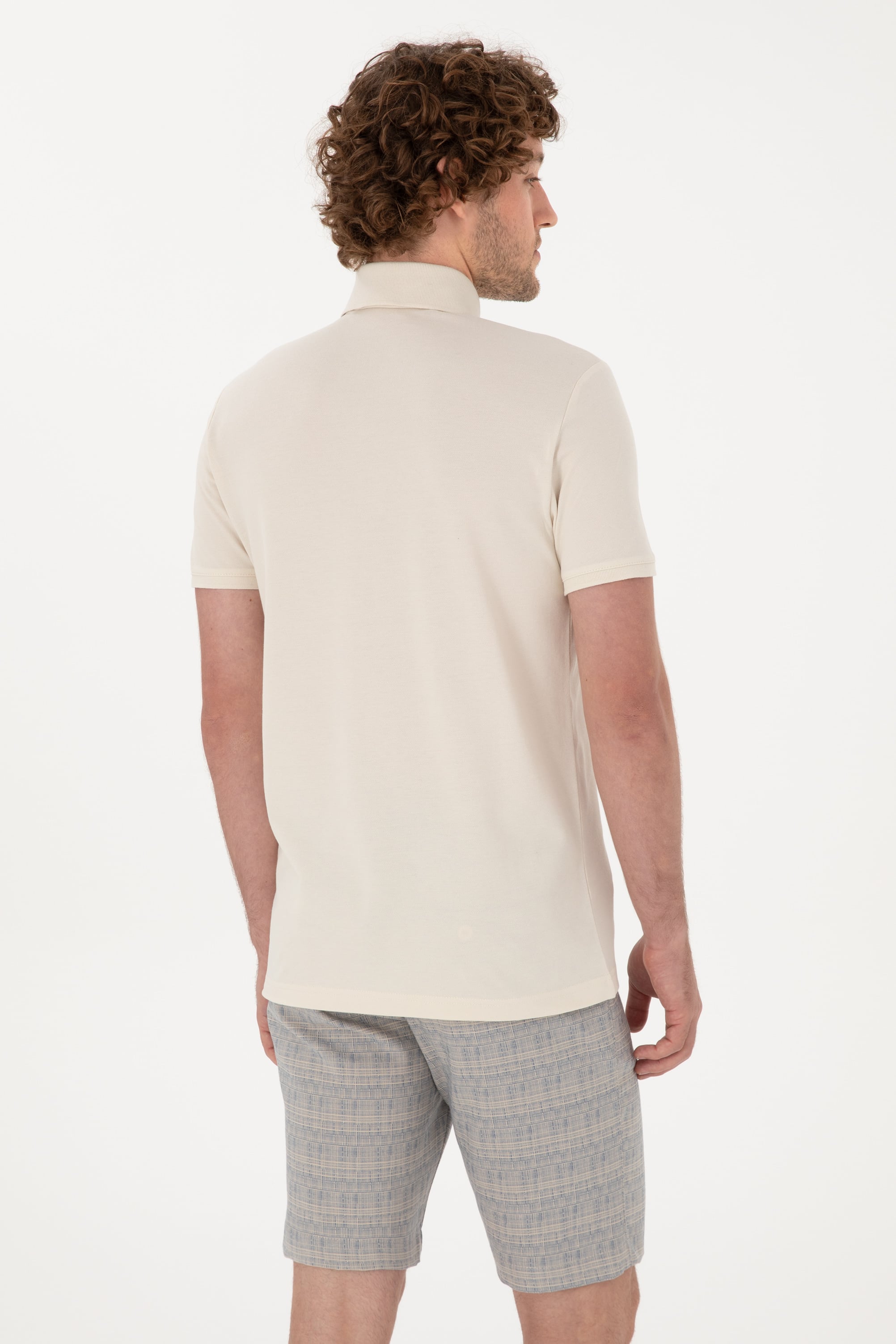 Erkek Slim Fit Polo Yaka Taş Basic Tişört