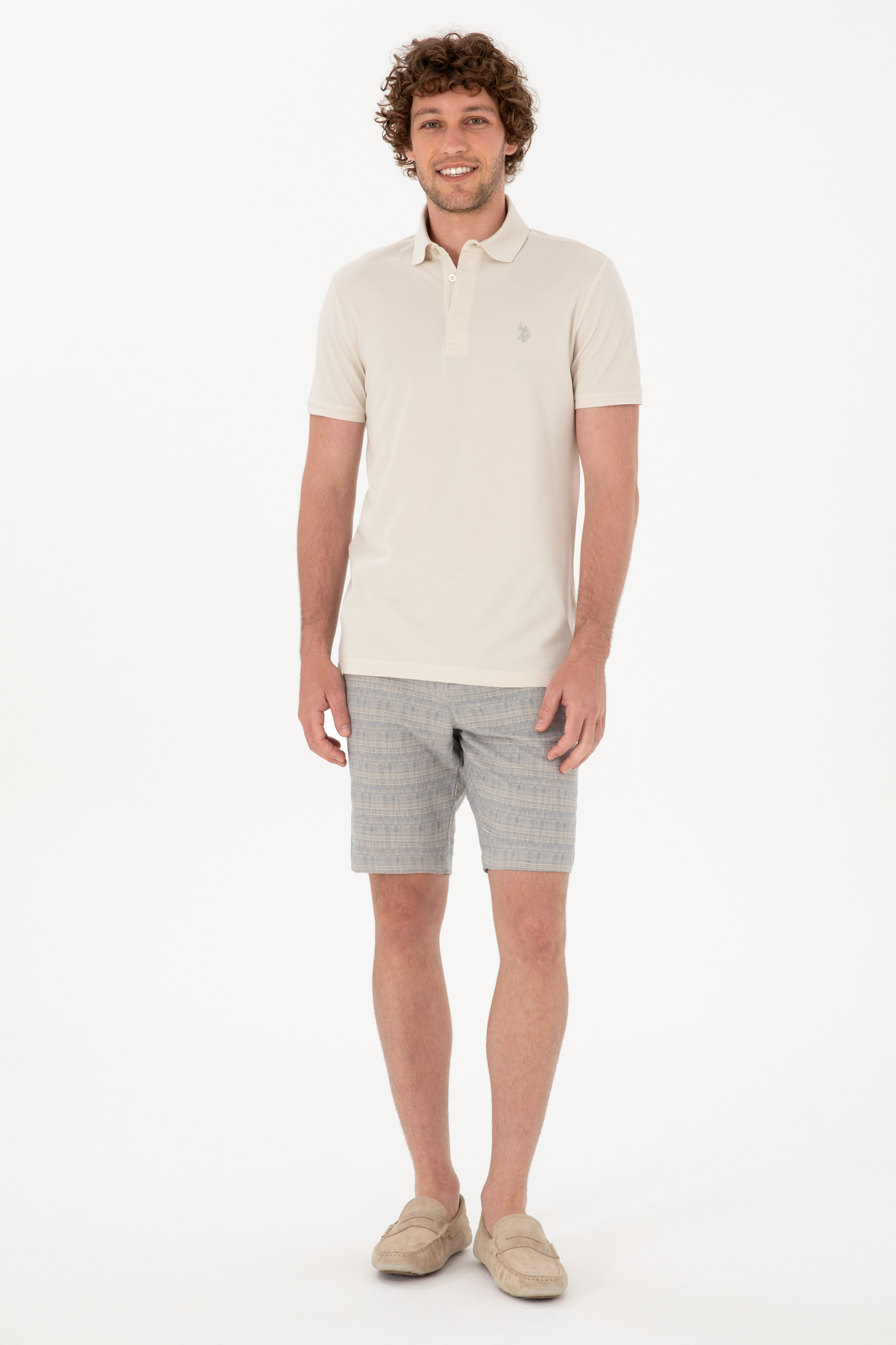 Erkek Slim Fit Polo Yaka Taş Basic Tişört - Image 4