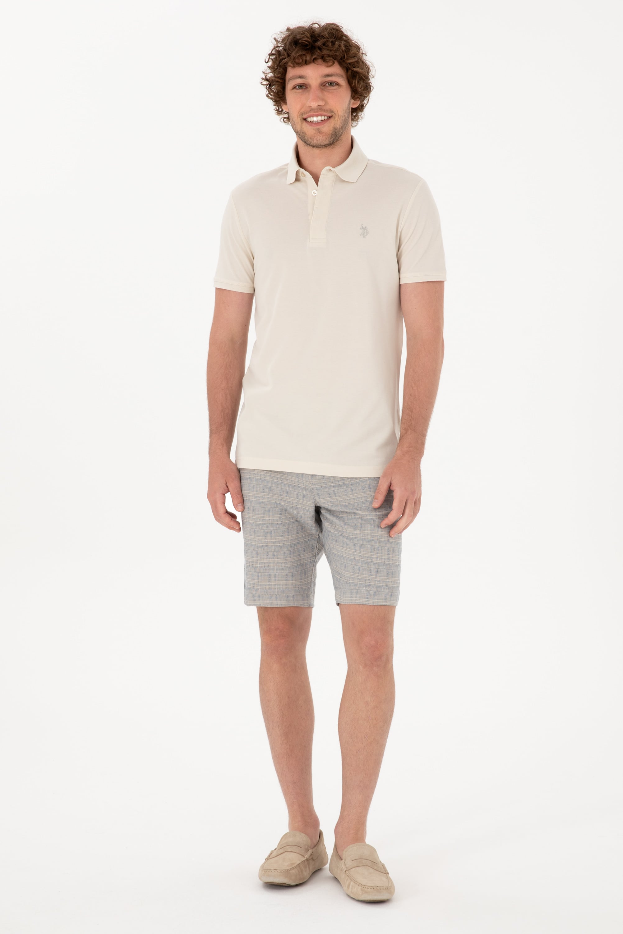 Erkek Slim Fit Polo Yaka Taş Basic Tişört