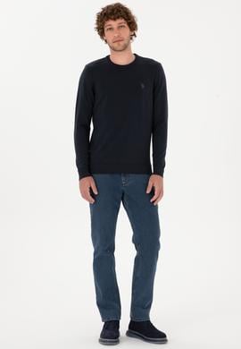 Erkek Slim Fit Bisiklet Yaka Lacivert Basic Kazak - 50313713015