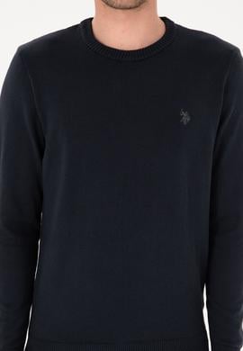 Erkek Slim Fit Bisiklet Yaka Lacivert Basic Kazak - 50313713015