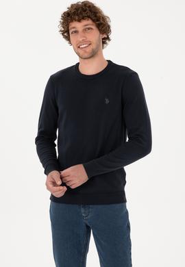 Erkek Slim Fit Bisiklet Yaka Lacivert Basic Kazak - 50313713015