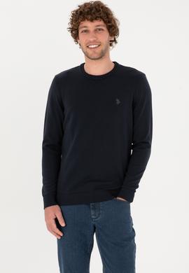 Erkek Slim Fit Bisiklet Yaka Lacivert Basic Kazak - 50313713015