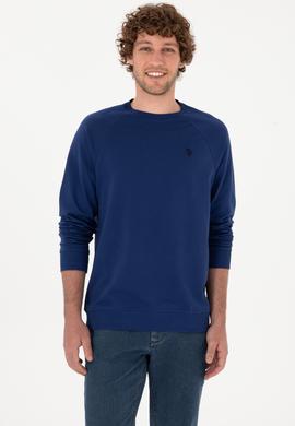 Erkek Regular Fit Bisiklet Yaka İndigo İnce Basic Sweatshirt - 50313752147