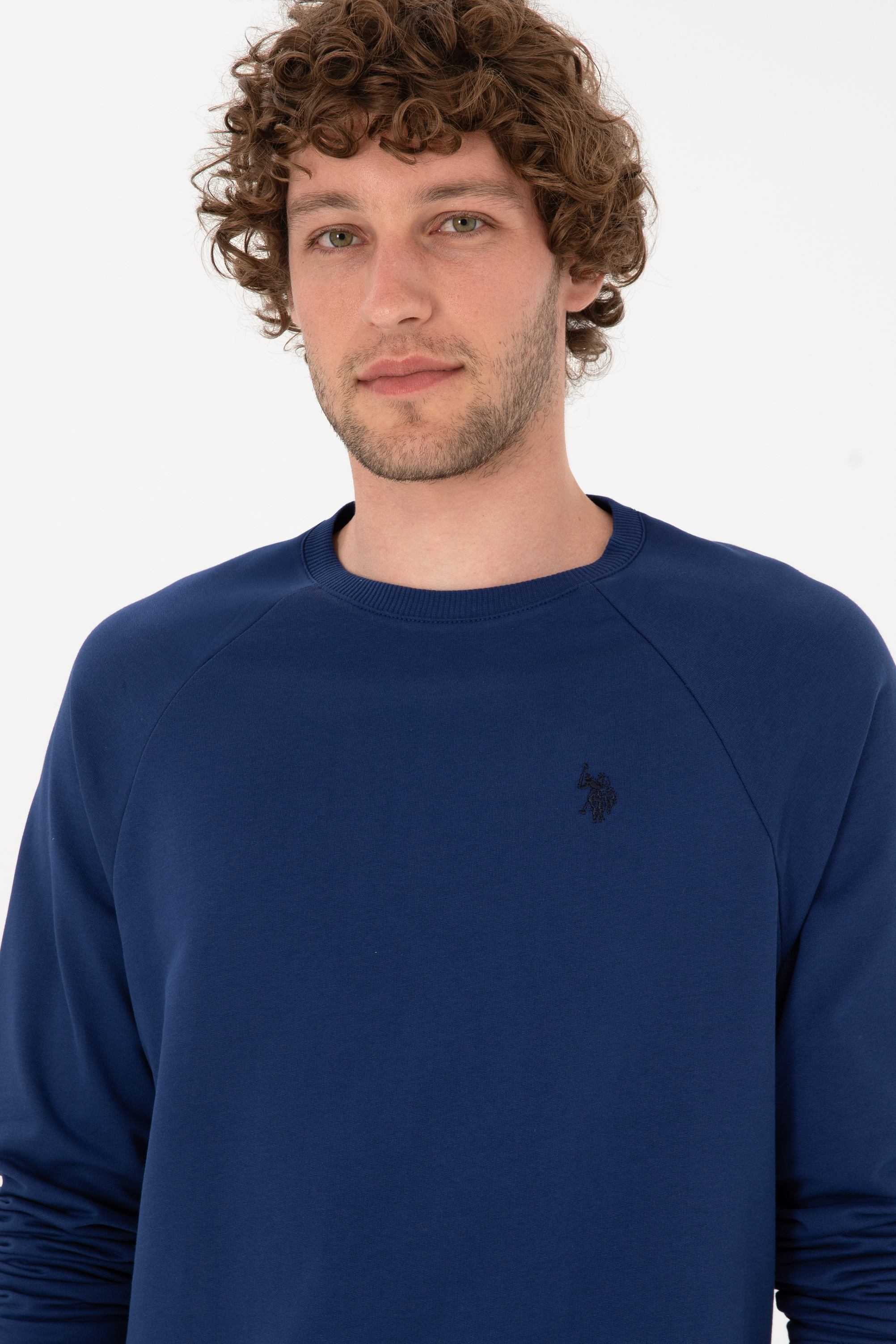 Erkek Regular Fit Bisiklet Yaka İndigo İnce Basic Sweatshirt - Image 2