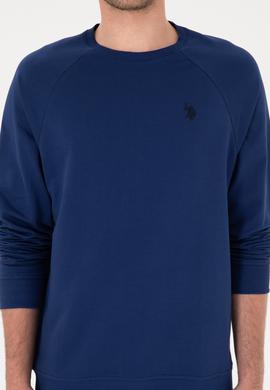 Erkek Regular Fit Bisiklet Yaka İndigo İnce Basic Sweatshirt - 50313752147