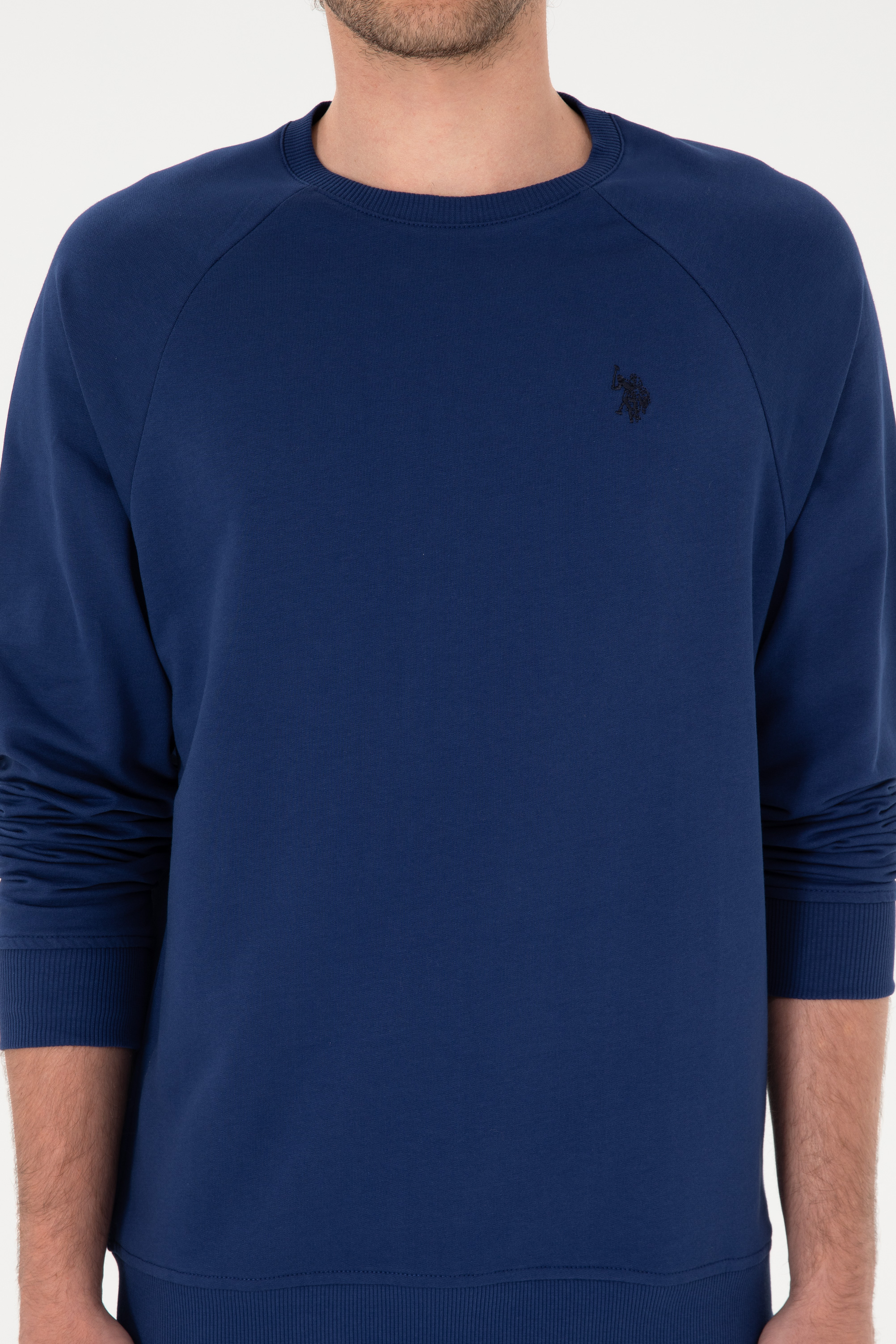 Erkek Regular Fit Bisiklet Yaka İndigo İnce Basic Sweatshirt - Image 6