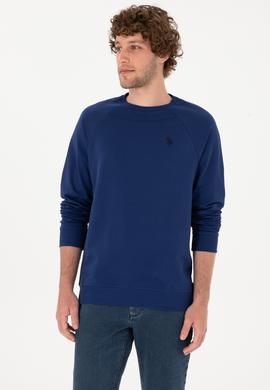 Erkek Regular Fit Bisiklet Yaka İndigo İnce Basic Sweatshirt - 50313752147