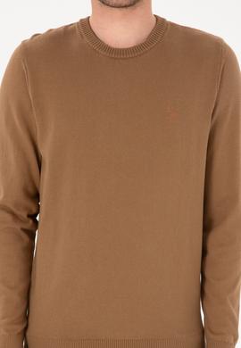 Erkek Slim Fit Bisiklet Yaka Camel Basic Kazak - 50313713186