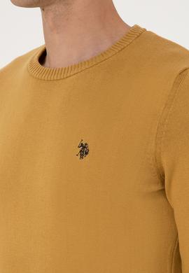 Erkek Slim Fit Bisiklet Yaka Hardal Basic Kazak - 50313713159