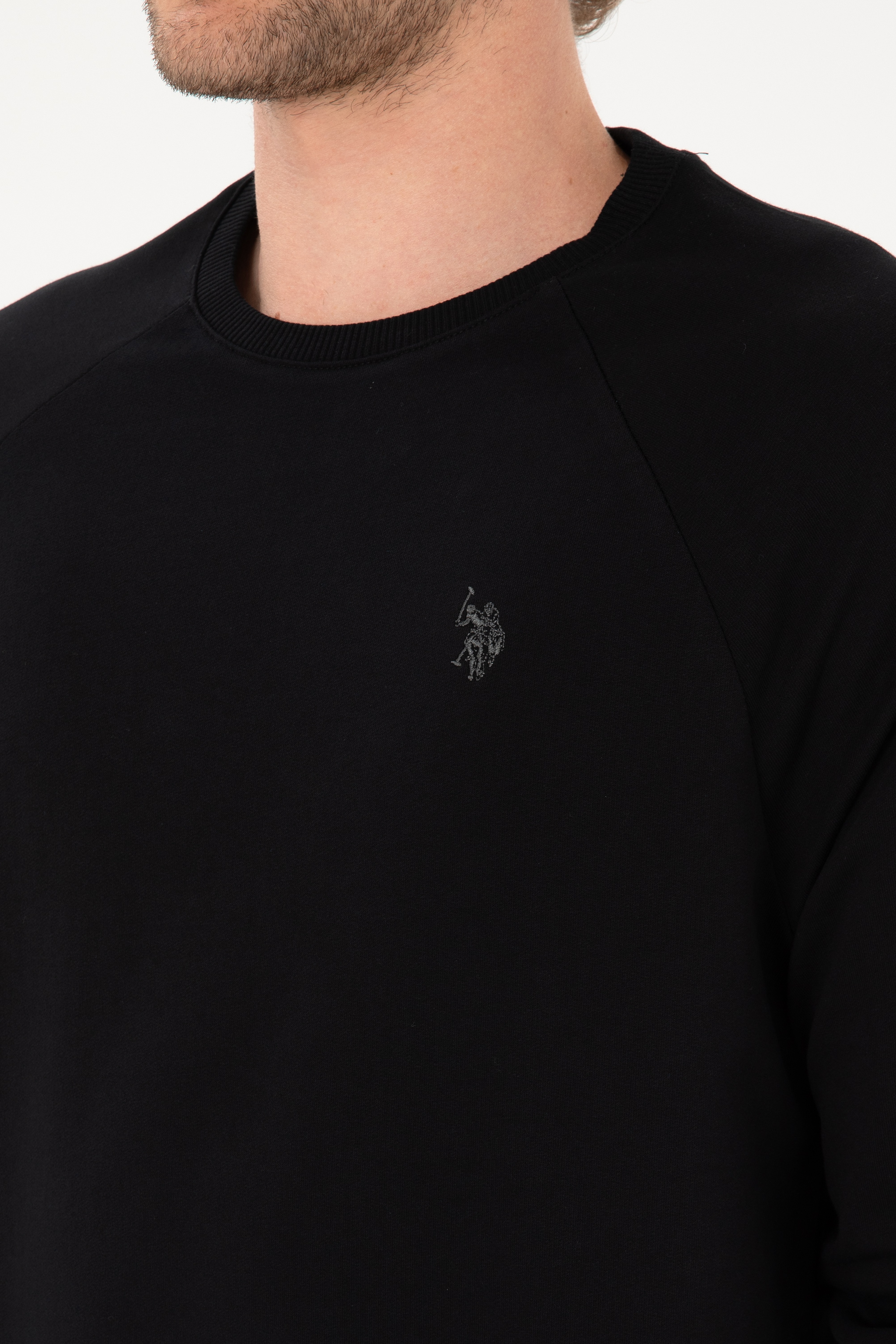 Erkek Regular Fit Bisiklet Yaka Siyah İnce Basic Sweatshirt - Image 7