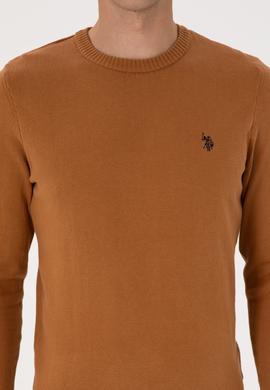 Erkek Slim Fit Bisiklet Yaka Camel Basic Kazak - 50313713222