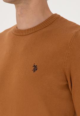 Erkek Slim Fit Bisiklet Yaka Camel Basic Kazak - 50313713222