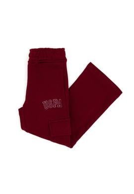 Kız Çocuk Bordo Cep Detaylı Parlak Baskılı Eşofman Altı - 50316892002