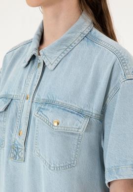 Kadın Açık Mavi Jean Elbise - 50304314005