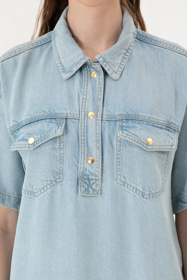 Kadın Açık Mavi Jean Elbise - 50304314005