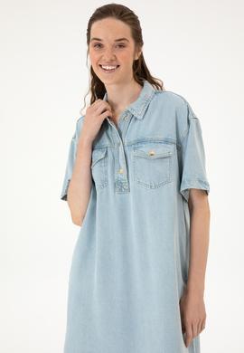 Kadın Açık Mavi Jean Elbise - 50304314005