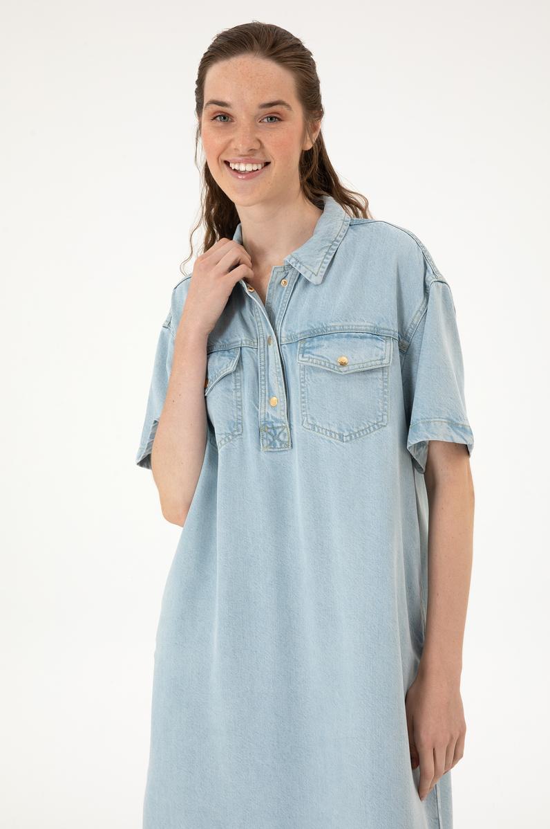 Kadın Açık Mavi Jean Elbise