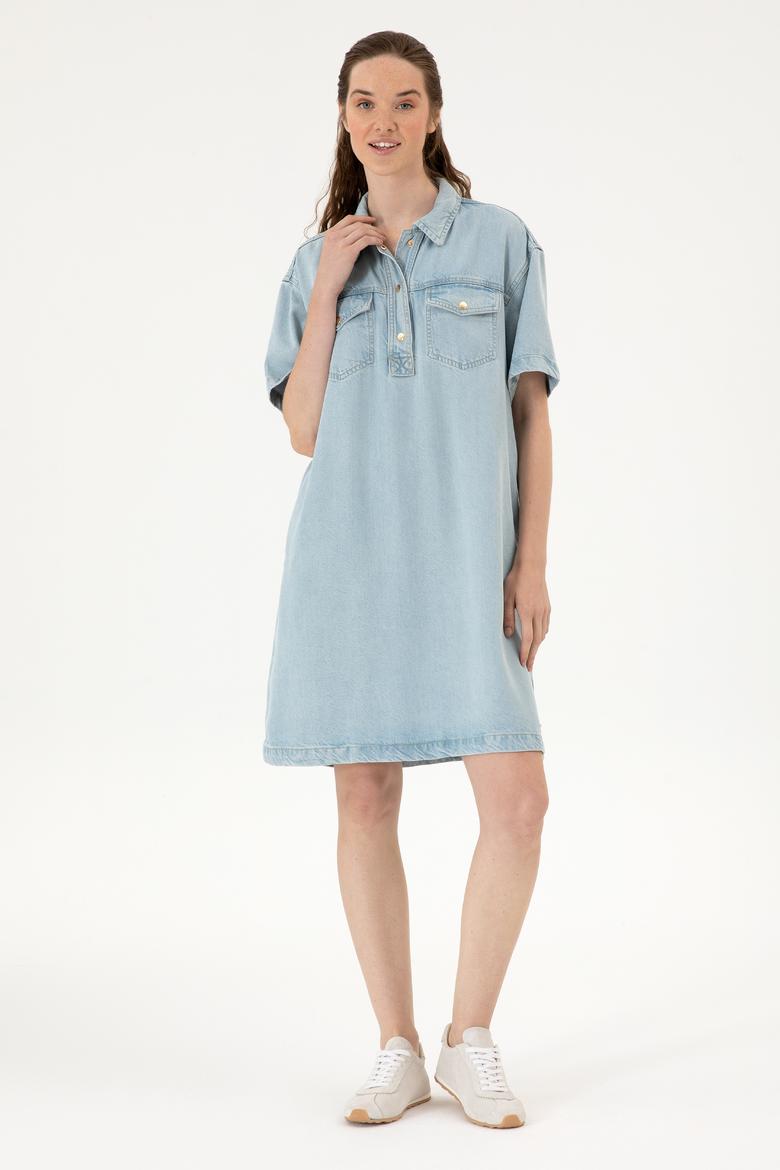 Kadın Açık Mavi Jean Elbise - 50304314005