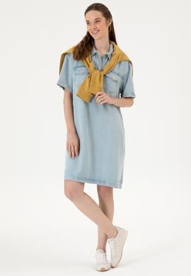 Kadın Açık Mavi Jean Elbise - 50304314005