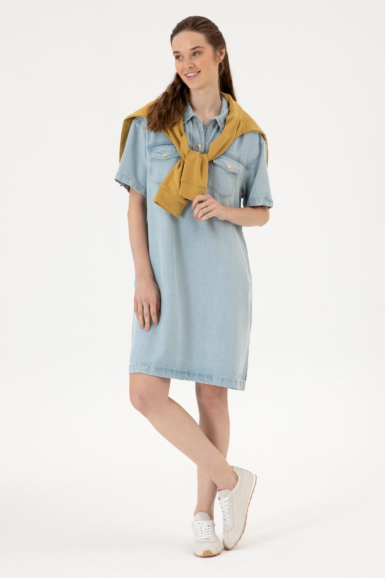 Kadın Açık Mavi Jean Elbise